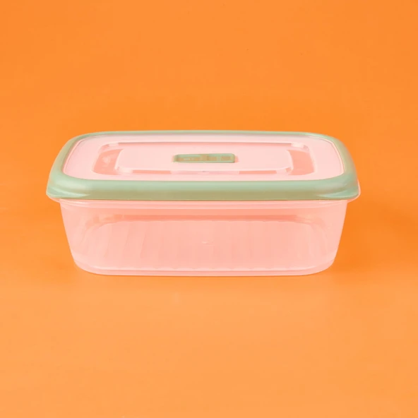 Plastik Saklama Kabı - Şeffaf / Yeşil - 1 lt