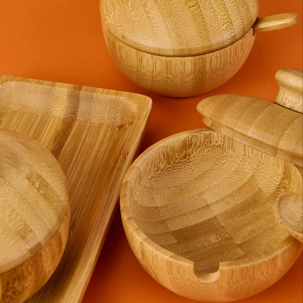 Bambu Baharatlık Seti - Açık Kahverengi - 3