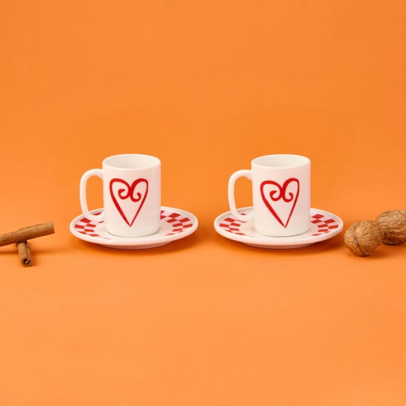 Kitchen Love 4 Parça Kahve Fincan Takımı - Pembe / Beyaz - 2