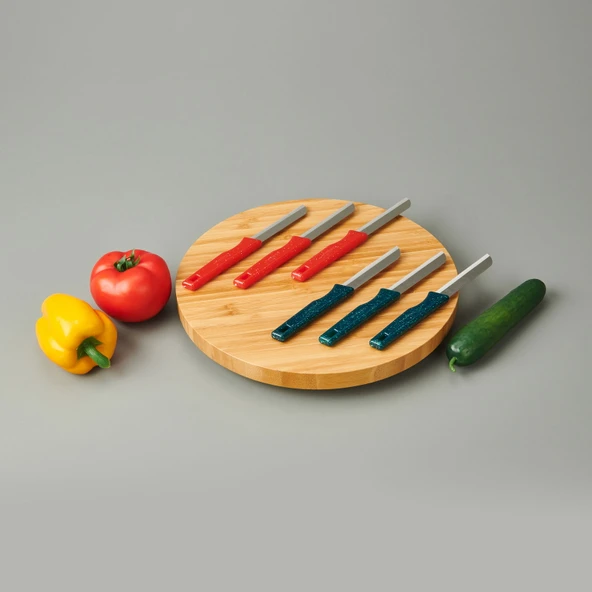 3'lü Simli Meyve Bıçağı - Asorti - 18 cm - 3