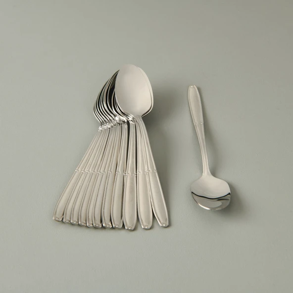 Buket Sade 12'li Çay Kaşığı - Gümüş - 11,5 cm - 3