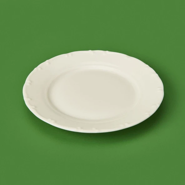 Porselen Liana Tatlı Tabağı - Krem - 19 cm - 2