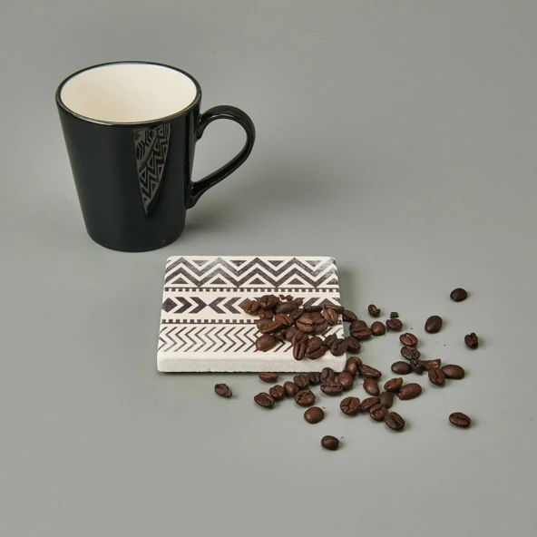 Kitchen Ethnic Bardak Altlığı - Siyah - 10 cm