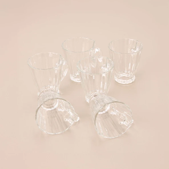 In Love 6'lı Cam Kupa - Şeffaf - 180 ml - 2