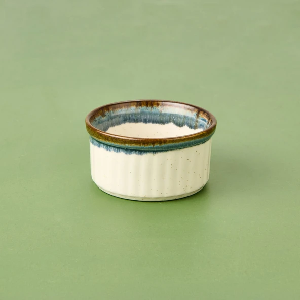 Porselen Sufle Kabı - Mavi - 9 cm - 2