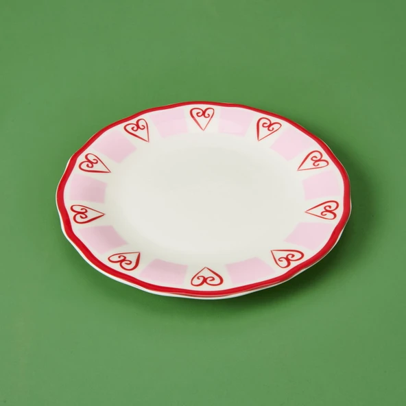 Kitchen Love Tatlı Tabağı - Pembe / Beyaz - 20 cm - 3