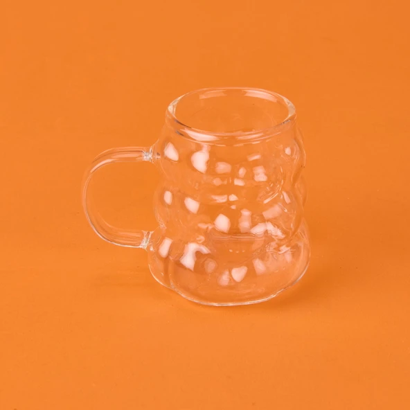 Kulplu Boncuk 6'lı Kahve Yanı Bardağı - Şeffaf - 75 ml - 2
