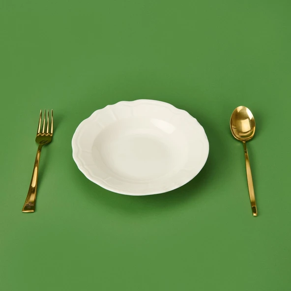 Porselen Tiffany Yemek Tabağı - Krem - 21 cm