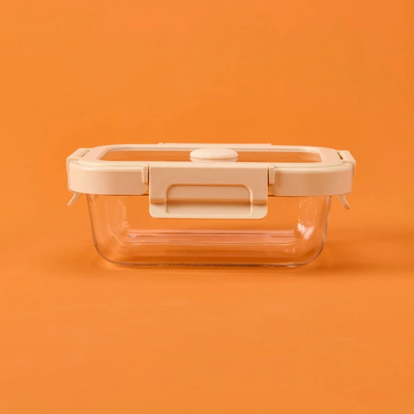 Kilitli Cam Saklama Kabı - Gri / Bej - 370 ml - 3
