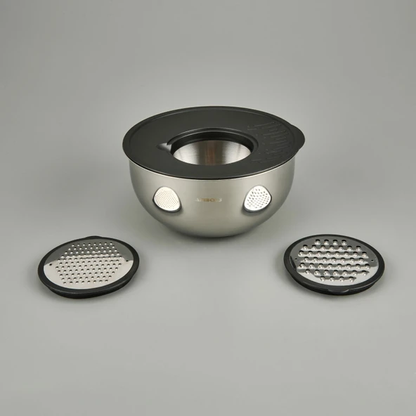 Satin 5 Parça Karıştırma Seti - Inox / Siyah - 4,6 lt - 3