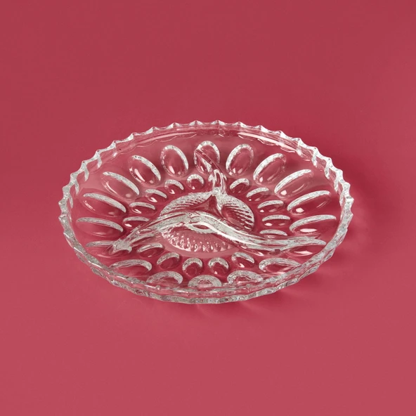 Glass 3 Bölmeli Cam Kahvaltı Sunum Tabağı - Şeffaf - 22 cm - 2