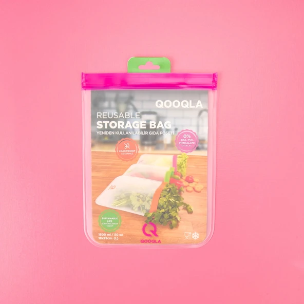 Yıkanabilir Gıda Saklama Poşeti - Asorti - 19x25 cm