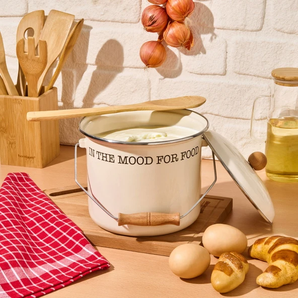 Emaye Büyük Bakraç - Krem - 20x20 cm ürün görseli 1