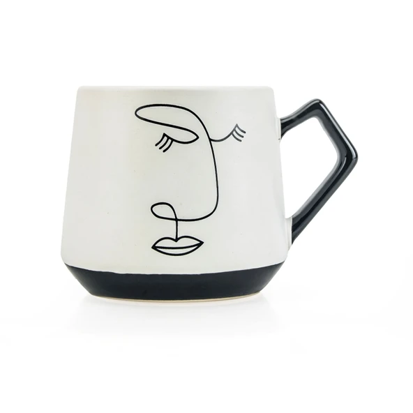 Kitchen Face Baskılı Kupa - Siyah / Beyaz - 500 ml - 2