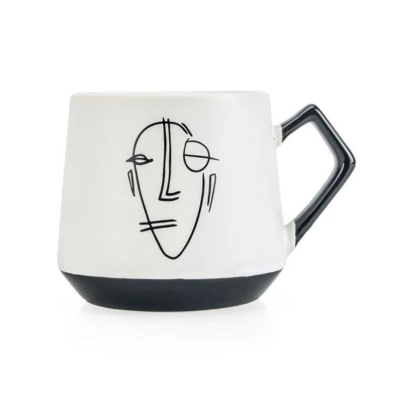 Kitchen Mask Desenli Kupa - Siyah / Beyaz - 500 ml - 2