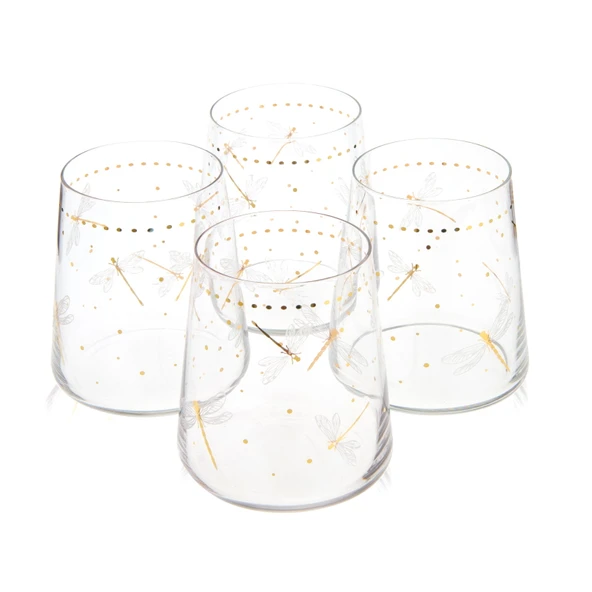 Dragonfly 4'lü Su Bardağı - Renkli - 420 ml - 2