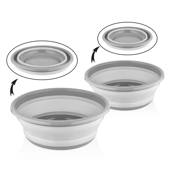 L804-L868 2'li Katlanabilir Yuvarlak Badya Seti - Gri - 3