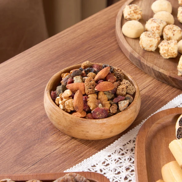 Ahşap Çerezlik - Kahverengi - 9 cm