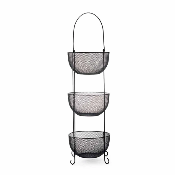 Design Aleyna 3 Katlı Metal Sebze ve Meyvelik - Siyah - 3