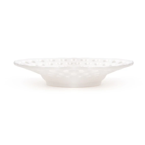 Kalp Motifli Çay Tabağı - Beyaz - 11 cm - 2