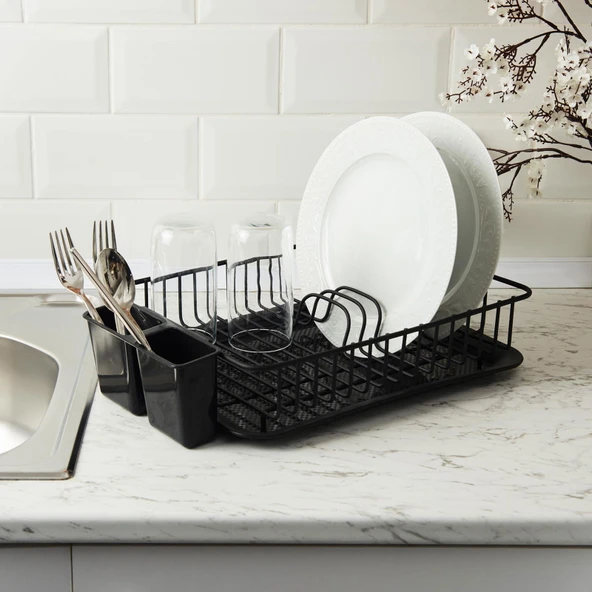 Tezgah Üstü Bulaşıklık - Siyah - 42x27,5x9,5 cm