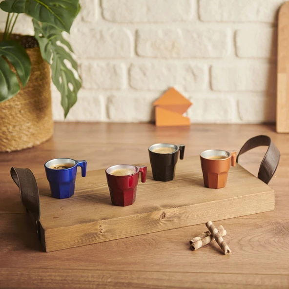 Casablanca 4'lü Metalik Espresso Fincan Seti - 70 ml - 2