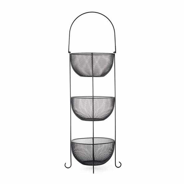 Design Aleyna 3 Katlı Metal Sebze ve Meyvelik - Siyah - 2
