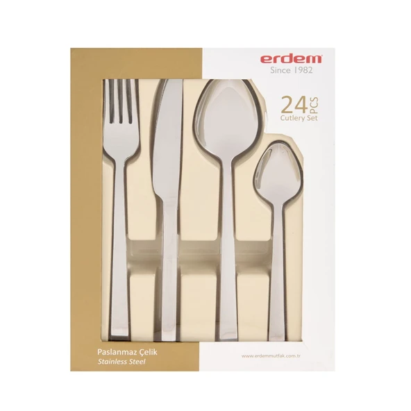 Girit 24 Parça Çelik Çatal Kaşık Bıçak Seti - Inox