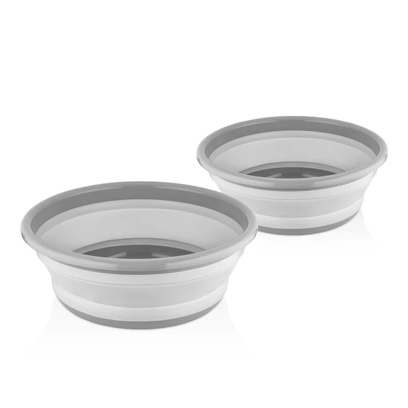 L804-L868 2'li Katlanabilir Yuvarlak Badya Seti - Gri - 2