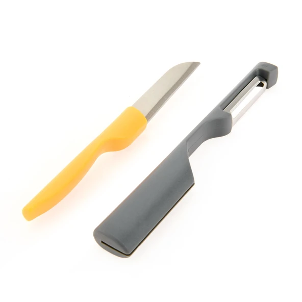 Delos 2'li Paslanmaz Çelik Bıçak ve Soyacak Seti - Renkli - 23x5,5 cm - 3