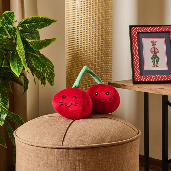 Soft Kiraz Figürlü Yastık - Kırmızı - 25 cm