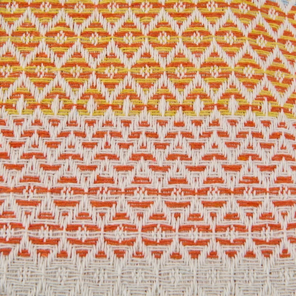 Soft Vita Çift Kişilik Pike - Ekru / Turuncu - 200x230 cm - 2