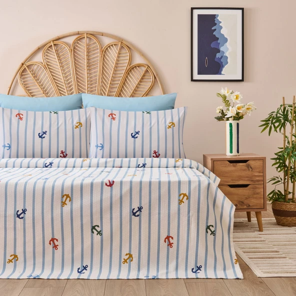 Soft Marina Tek Kişilik Pike Takımı - Beyaz ürün görseli 1