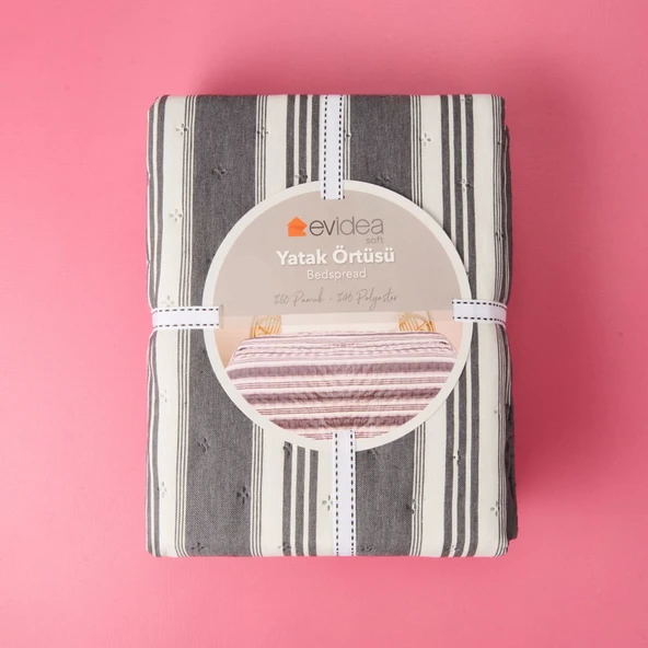 Soft Londra Çift Kişilik Yatak Örtüsü - Antrasit - 200x230 cm - 3