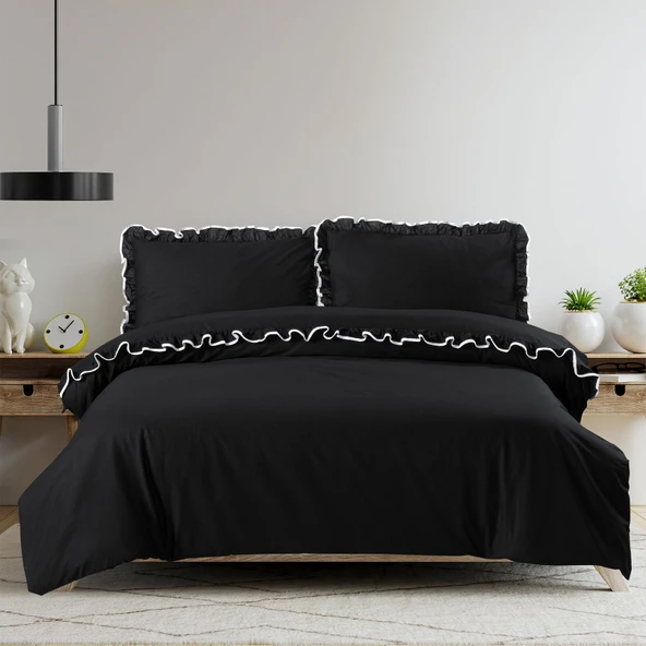 Soft Noirelle Çift Kişilik Nevresim Takımı - Siyah - 2