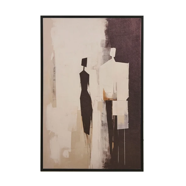 Deco Contraste Tablo - Bej / Siyah - 90x60 cm - 2