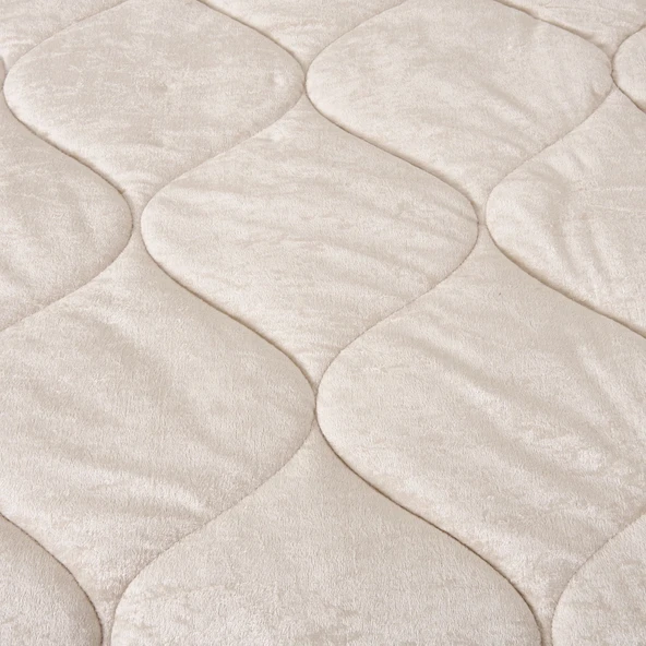 43182 Çift Kişilik Kadife Yorgan - Krem - 195x215 cm - 2