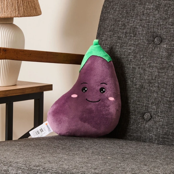 Soft Patlıcan Figürlü Yastık - Mor - 25 cm