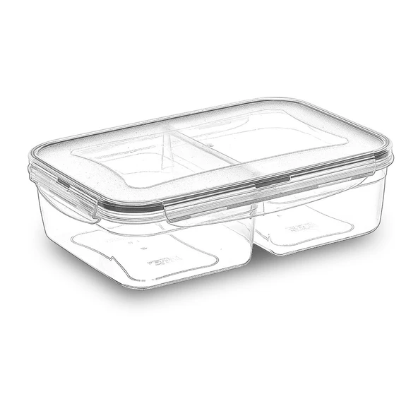 Fresh Box Dikdörtgen 2 Bölmeli Saklama Kabı - 1000 ml ürün görseli