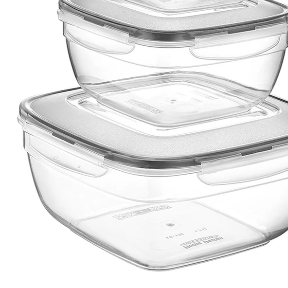 Fresh Box Kare 3'lü Saklama Kabı - 600-1000-1700 ml - 3