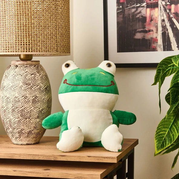 Soft Kurbağa Figürlü Yastık - Yeşil - 35x20 cm