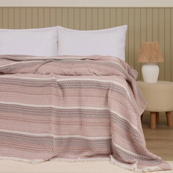 Soft Vita Tek Kişilik Pike - Ekru / Kiremit - 160x230 cm
