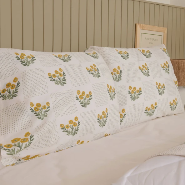 Soft Folky 2'li Yastık Kılıfı - Beyaz - 50x70 cm