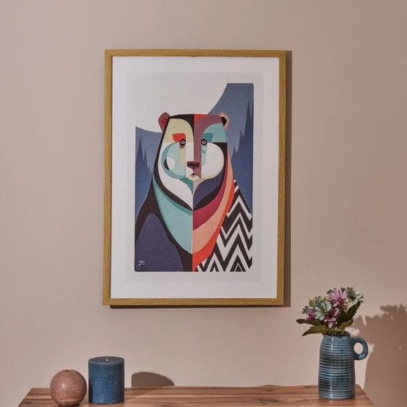 Deco Bear Tablo - Renkli - 50x70 cm