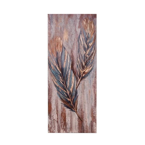 Deco Leaf Kanvas Tablo - Renkli - 50x120 cm - 2