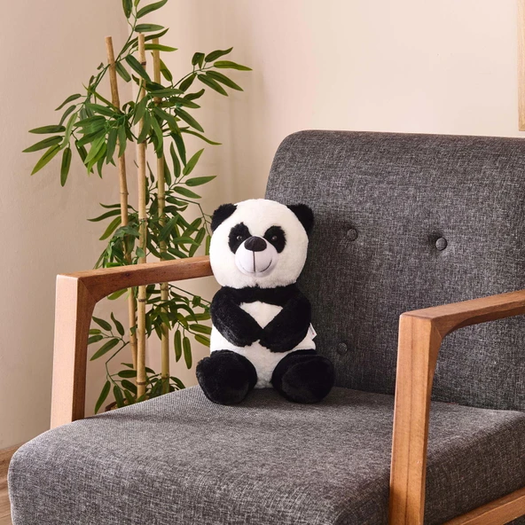 Soft Panda Figürlü Yastık - Siyah / Beyaz - 35 cm