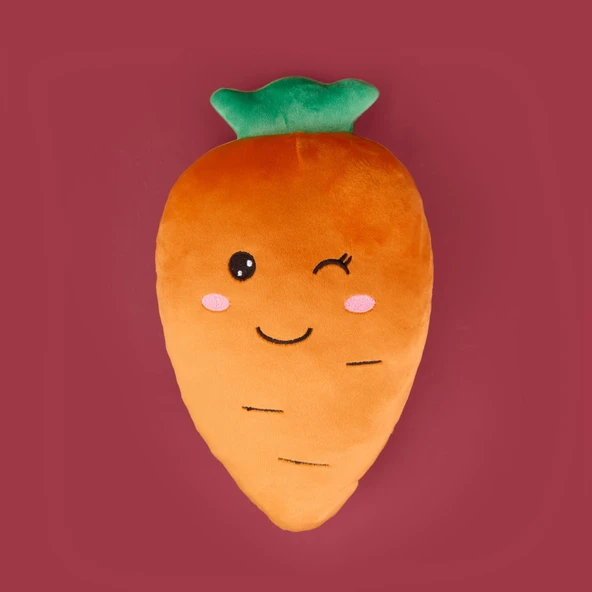 Soft Havuç Figürlü Yastık - Turuncu - 25 cm - 2