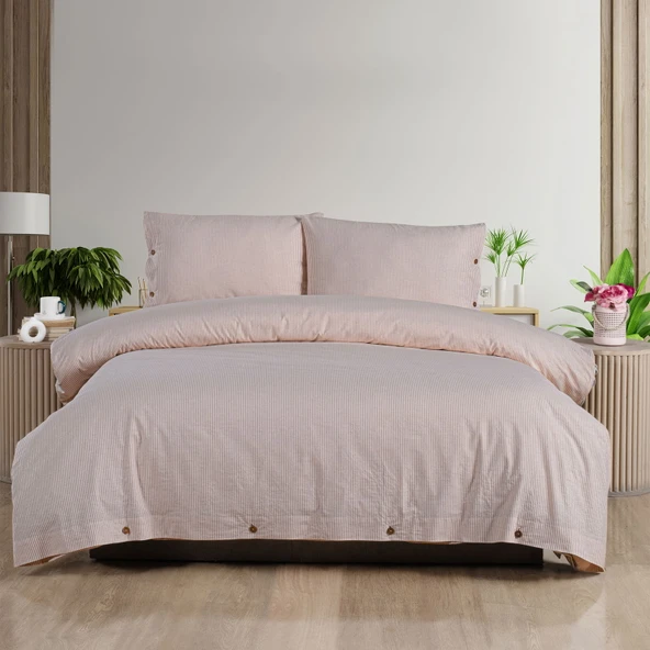 Soft Stripe Çift Kişilik Nevresim Takımı - Kiremit - 2