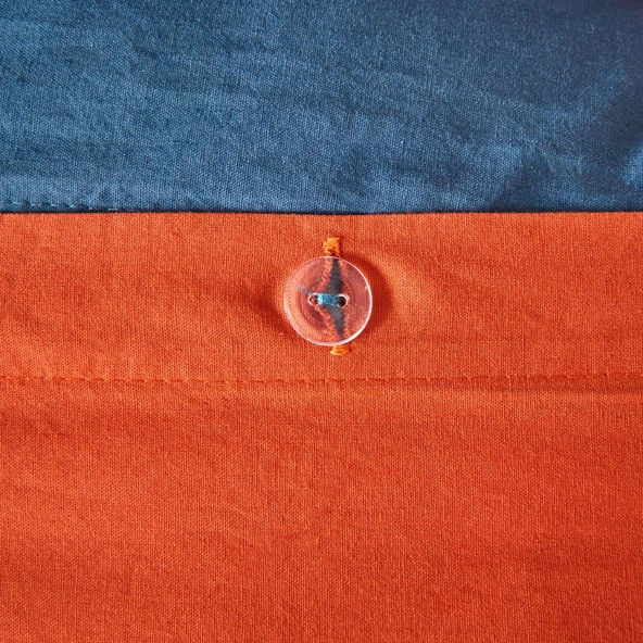 Soft Colorful Çift Kişilik Nevresim Takımı - Kiremit / Lacivert - 3