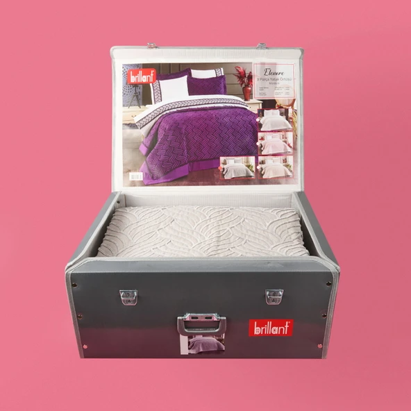 Store Elenora Çift Kişilik 3 Parça Yatak Örtüsü Seti - Gri - 3